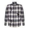 크롬하츠 크로스 세메터리 레더 패치 체크 셔츠