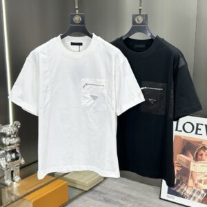 프라다 나일론 포켓 믹스 코튼 숏 슬리브 티셔츠