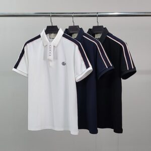 구찌 로고자수 라인 반팔 카라티