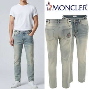 몽클레어 로고 빅자수 워싱 슬림 일자진