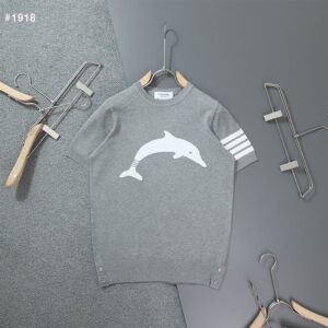 톰브라운 돌핀 인타르시아 라운드 반팔 니트