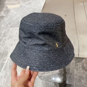 생로랑 버킷햇 흑청 로고 시그니처 모자