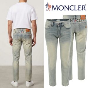 몽클레어 브라운 레더 스몰 워싱 슬림 일자진