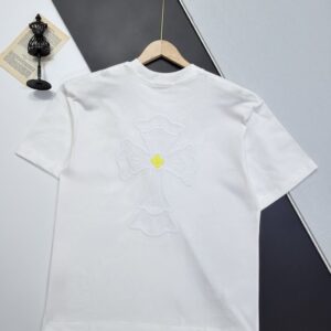 크롬하츠 (Chrome Hearts) 흰색 십자가 자수 반팔 티셔츠