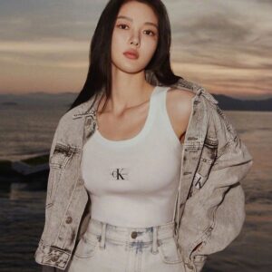 켈빈 클라인 우븐 라벨 골지 탱크탑