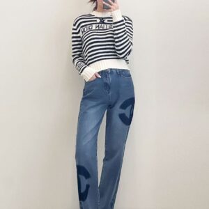 샤넬 수입 빈티지 CC 와이드 데님 팬츠