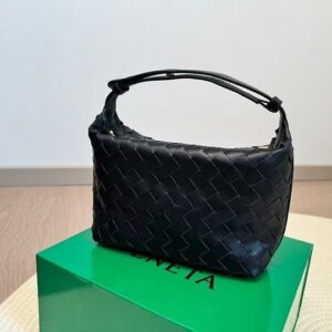 보테가베네타 블랙 인트레치아토 미니 월리스 토트백